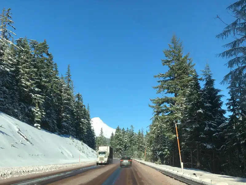 The drive up the pass at Mt. Hood
