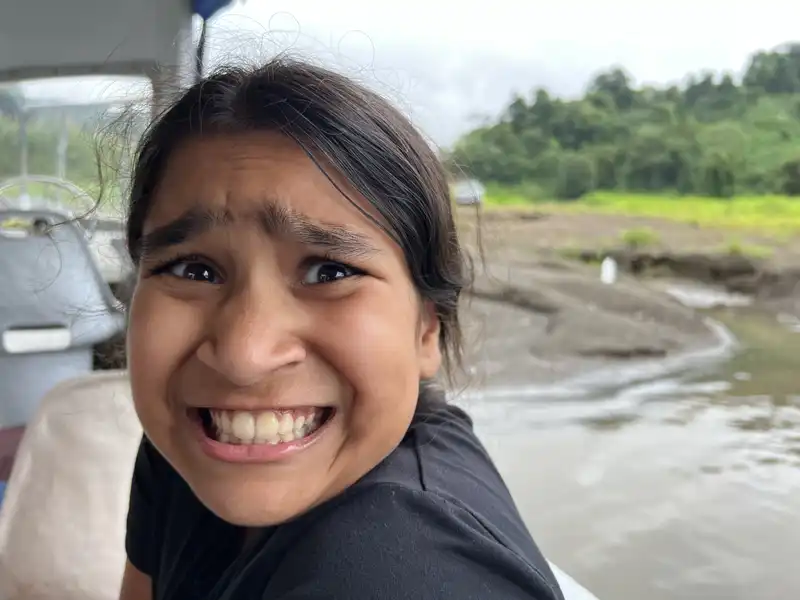 A little unsure about this boat trip. It was okay, the boat's motor only cut out once and we did not get rained on.