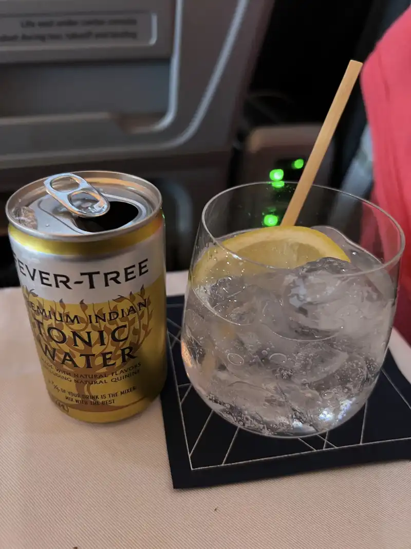 The Fever Tree gin and tonic was a sign of the upgrade from economy.