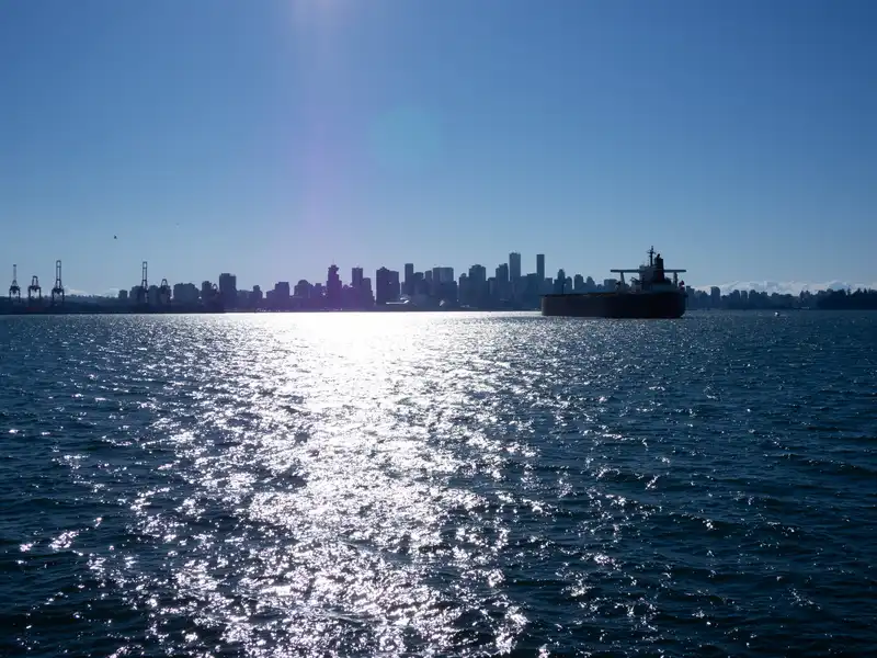 The Vancouver skyline from the Burrard Dry Dock Pier